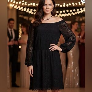 WHBM off shoulder long sleeve Lacey Dress size 6